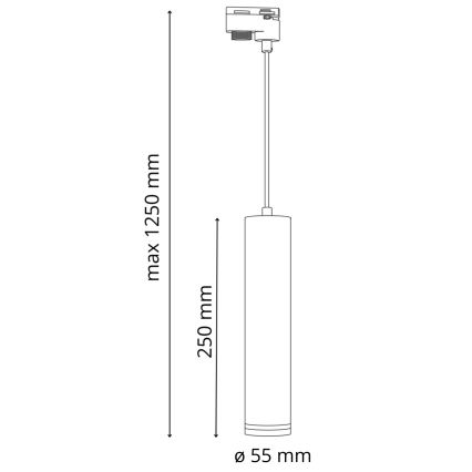 Luster na lanku do lištového systému PARIS 3xGU10/10W/230V + 1 m lištový systém čierna