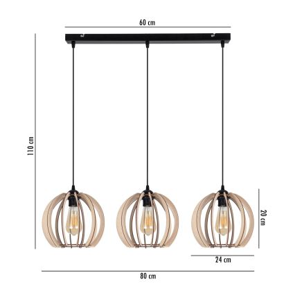 Luster na lanku DORO 3xE27/60W/230V