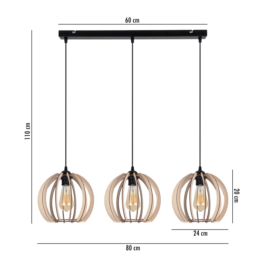 Luster na lanku DORO 3xE27/60W/230V