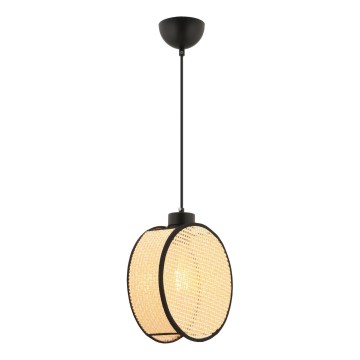 Luster na lanku DRUM 1xE27/60W/230V béžová/čierna