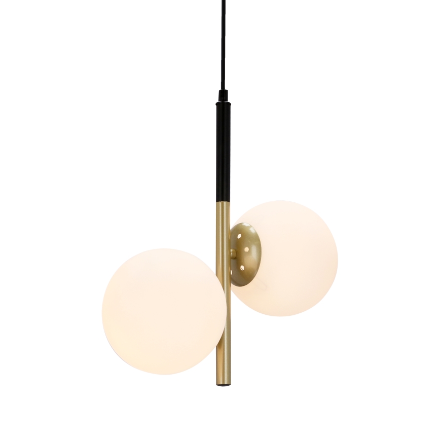 Luster na lanku DUO 2xE14/40W/230V zlatá/čierna