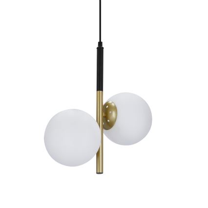 Luster na lanku DUO 2xE14/40W/230V zlatá/čierna