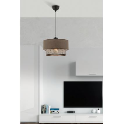 Luster na lanku ECHO 1xE27/60W/230V hnedá/šedá