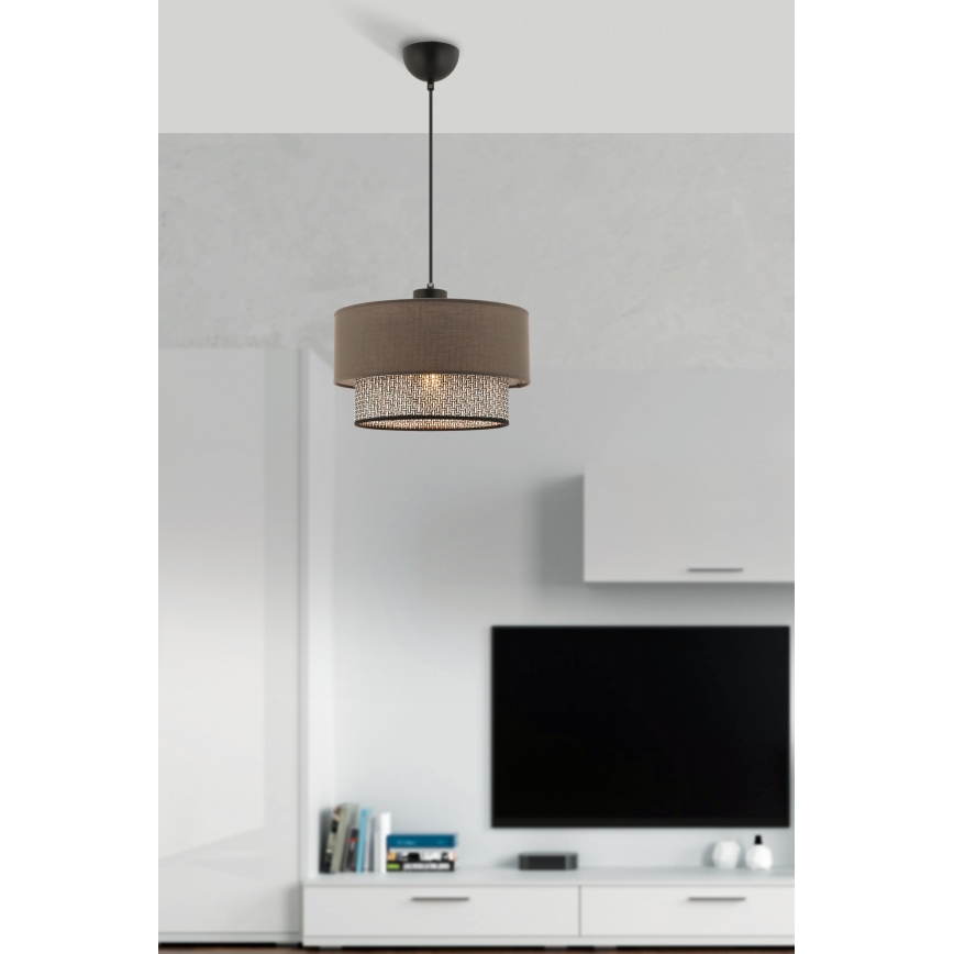 Luster na lanku ECHO 1xE27/60W/230V hnedá/šedá