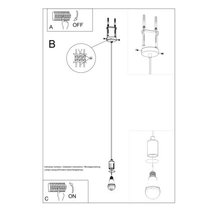 Luster na lanku EDISON 1xE27/60W/230V čierna