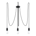 Luster na lanku EDISON 3 3xE27/60W/230V pavúk čierna