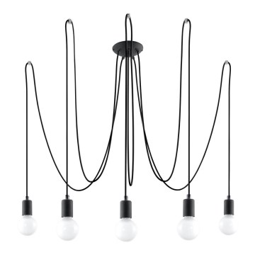 Luster na lanku EDISON 5 5xE27/60W/230V pavúk čierna