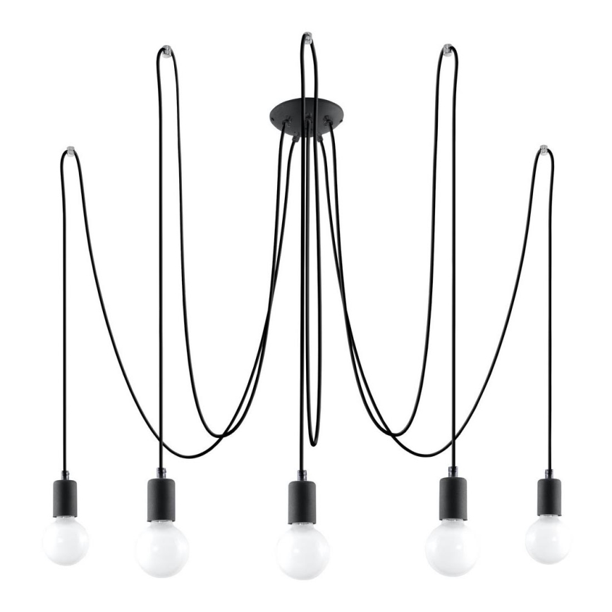 Luster na lanku EDISON 5 5xE27/60W/230V pavúk čierna
