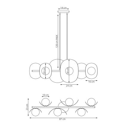 Luster na lanku ELEMENTI 6xG9/8W/230V béžový
