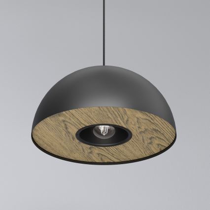 Luster na lanku ELGUND 1xE27/15W/230V pr. 35 cm čierna