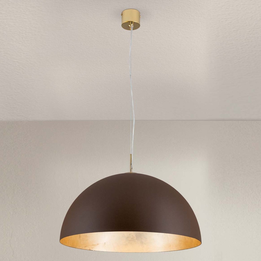 Luster na lanku ELIANO 1xE27/60W/230V pr. 50 cm hnedá/zlatá
