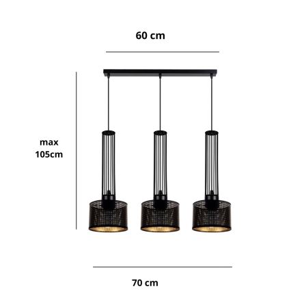 Luster na lanku ELIS 3xE27/60W/230V