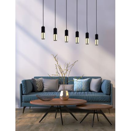 Luster na lanku ELIT 6xGU10/10W/230V čierna