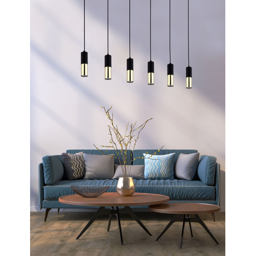 Luster na lanku ELIT 6xGU10/10W/230V čierna
