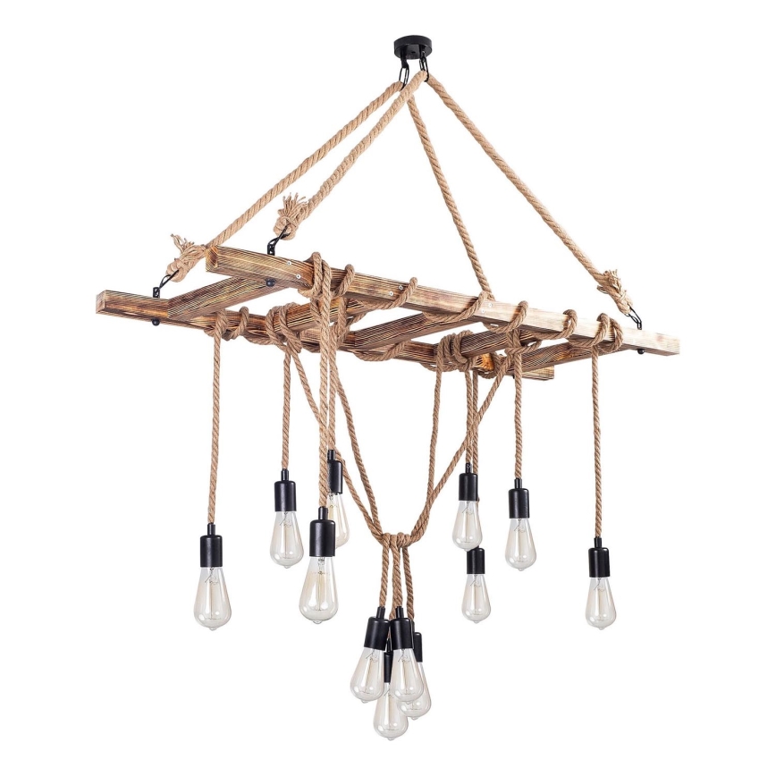 Luster na lanku EREBOS 12xE27/40W/230V hnedý