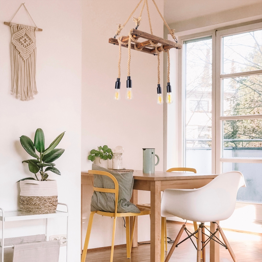 Luster na lanku EREBOS 4xE27/40W/230V hnedá