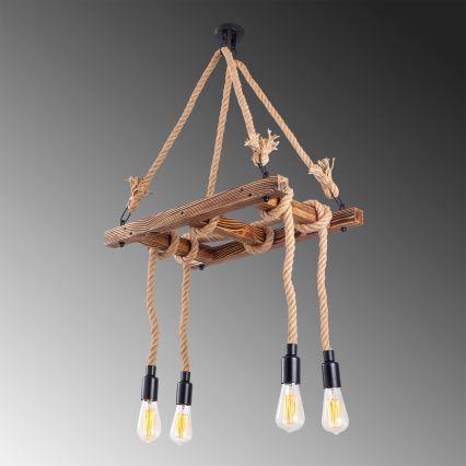 Luster na lanku EREBOS 4xE27/40W/230V hnedý