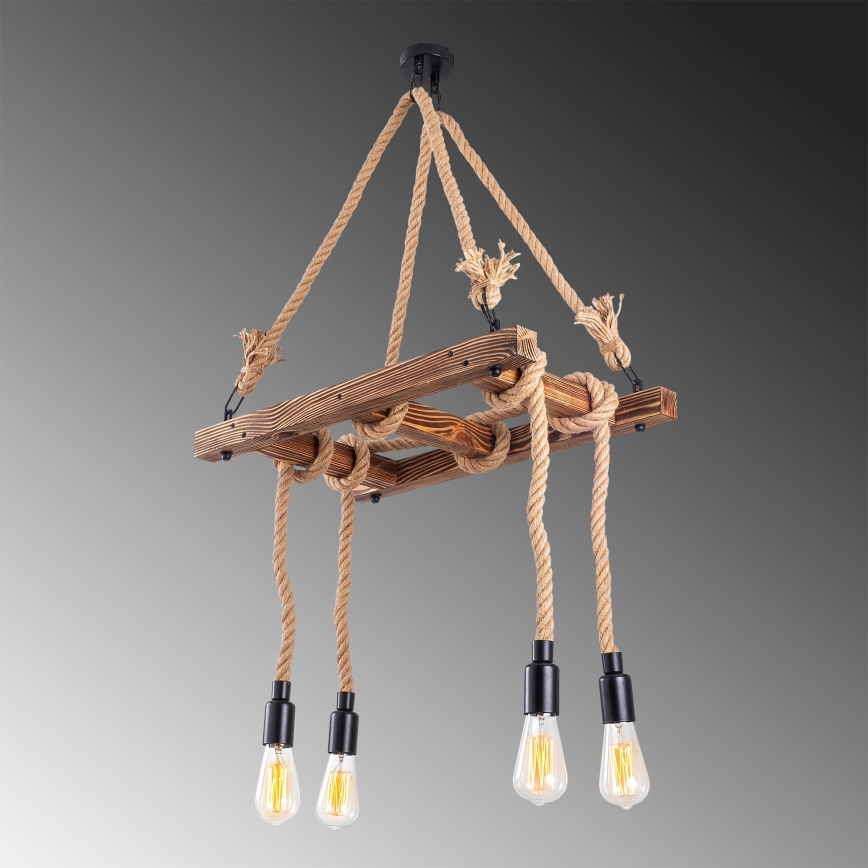 Luster na lanku EREBOS 4xE27/40W/230V hnedý