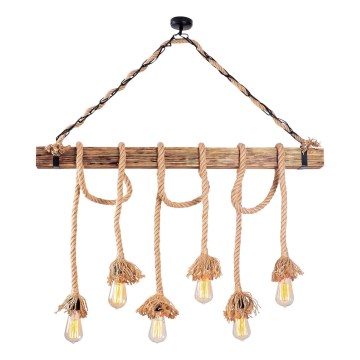 Luster na lánku EREBOS 6xE27/40W/230V hnedý
