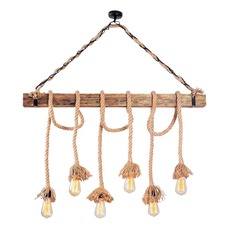 Luster na lánku EREBOS 6xE27/40W/230V hnedý