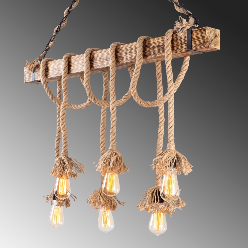 Luster na lánku EREBOS 6xE27/40W/230V hnedý