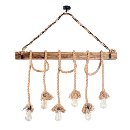 Luster na lánku EREBOS 6xE27/40W/230V hnedý