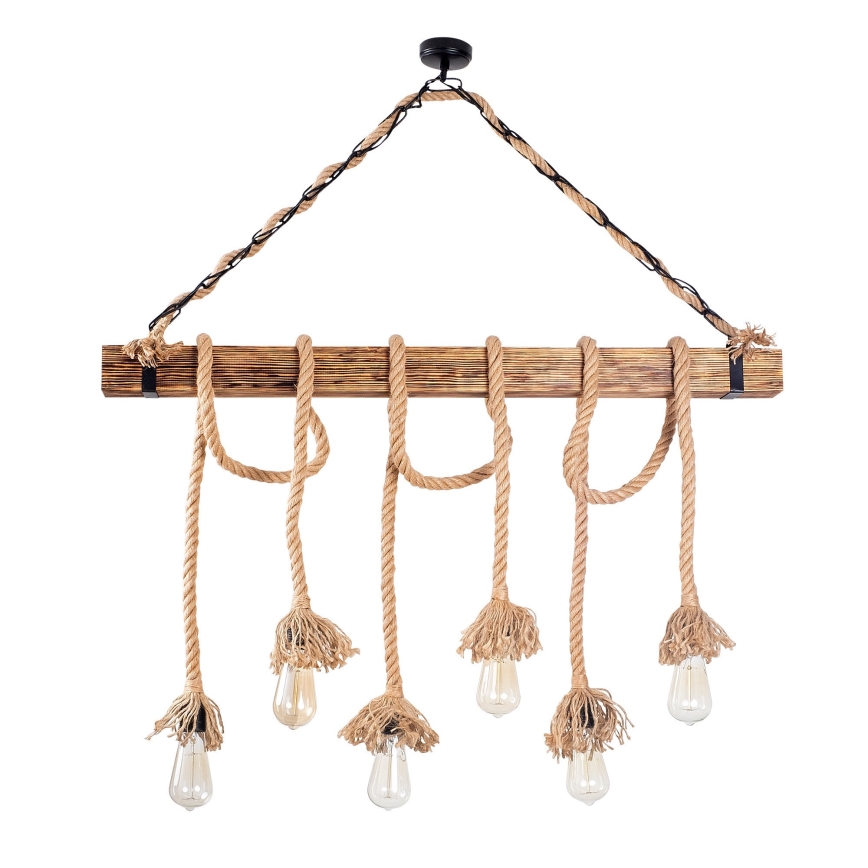Luster na lánku EREBOS 6xE27/40W/230V hnedý