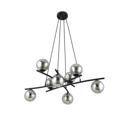Luster na lanku ESSA 8xE14/10W/230V čierna/dymová