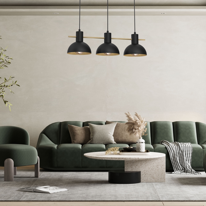 Luster na lanku ESTATE MINI 3xE27/15W/230V čierna