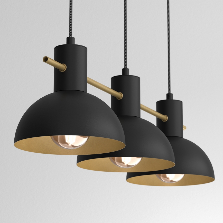 Luster na lanku ESTATE MINI 3xE27/15W/230V čierna