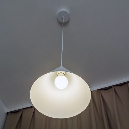 Luster na lanku ETNA II 1xE27/15W/230V pr. 25 cm biely