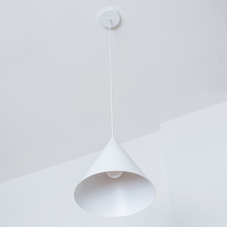 Luster na lanku ETNA II 1xE27/15W/230V pr. 25 cm biely