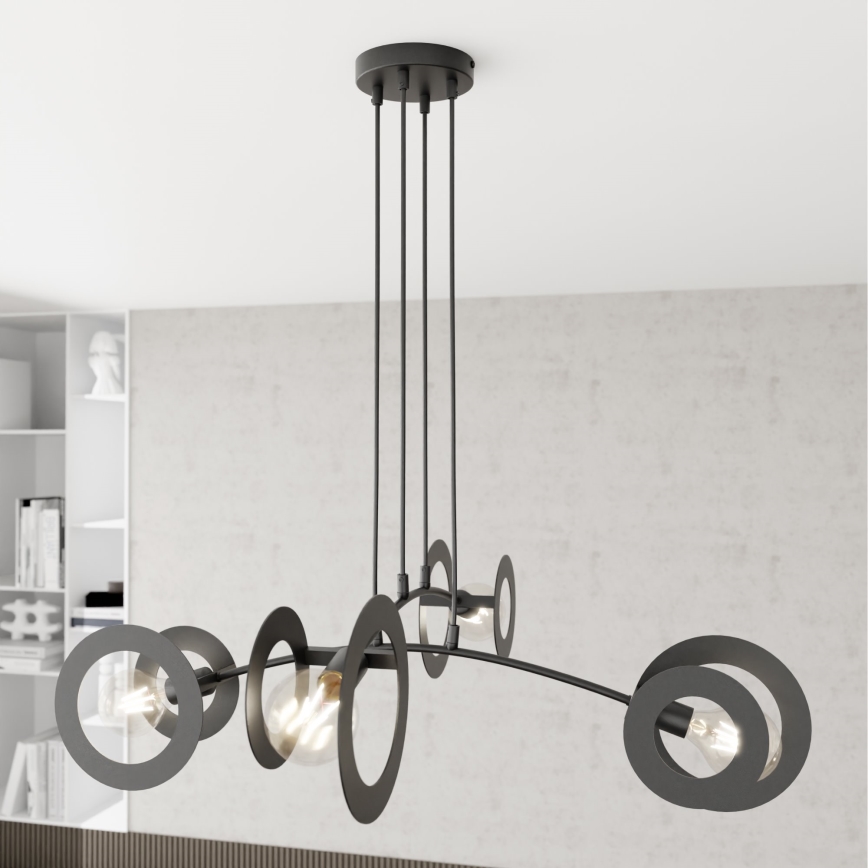 Luster na lanku EUFORIA 4xE27/15W/230V čierna
