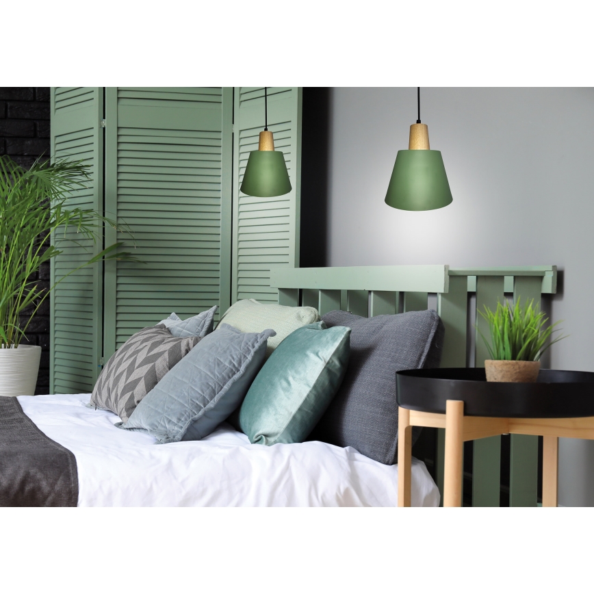 Luster na lanku FARO 1xE27/40W/230V zelená/buk
