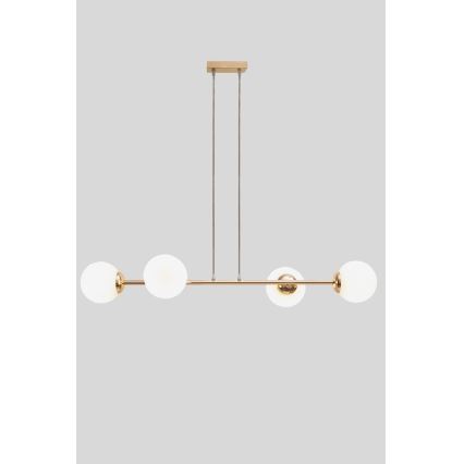 Luster na lanku FIRA 4xE27/60W/230V zlatá