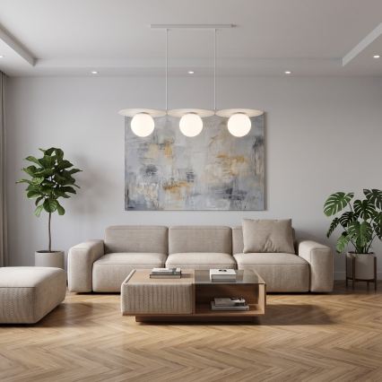 Luster na lanku FLAT 3xE27/15W/230V biela