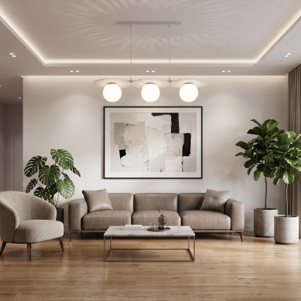 Luster na lanku FLAT 3xE27/15W/230V krémový