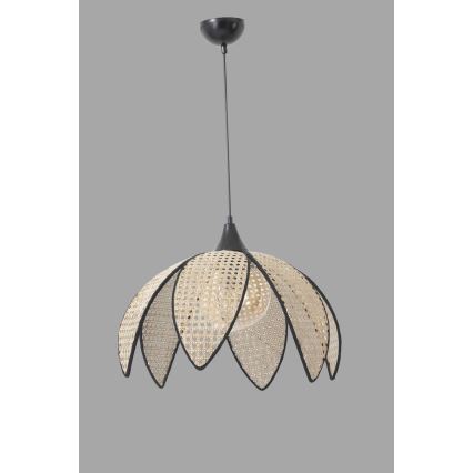 Luster na lanku FUME 1xE27/40W/230V pr. 40 cm čierna/béžová