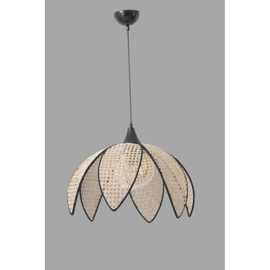 Luster na lanku FUME 1xE27/40W/230V pr. 40 cm čierna/béžová