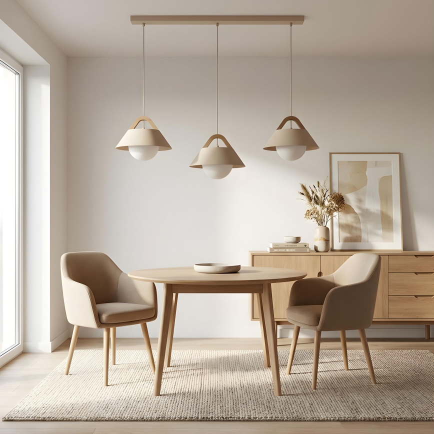 Luster na lanku FUNDA 3xE27/15W/230V béžový