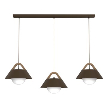 Luster na lanku FUNDA 3xE27/15W/230V hnedá