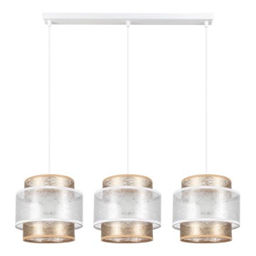 Luster na lanku GABI 3xE27/60W/230V zlatá/biela