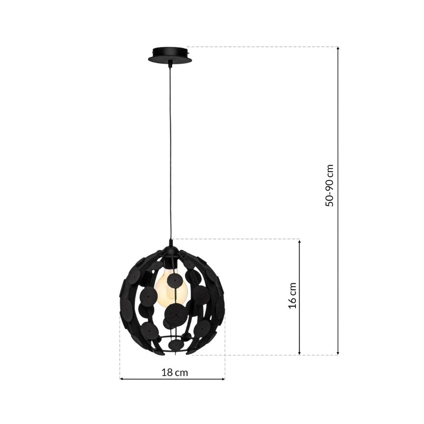 Luster na lanku GAIA 1xE27/60W/230V čierna pr. 18 cm