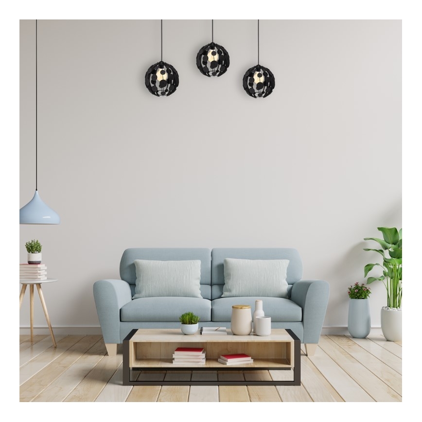 Luster na lanku GAIA 3xE27/60W/230V čierna/hnedá