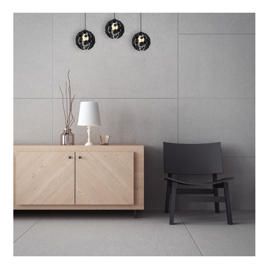 Luster na lanku GAIA 3xE27/60W/230V čierna/hnedá