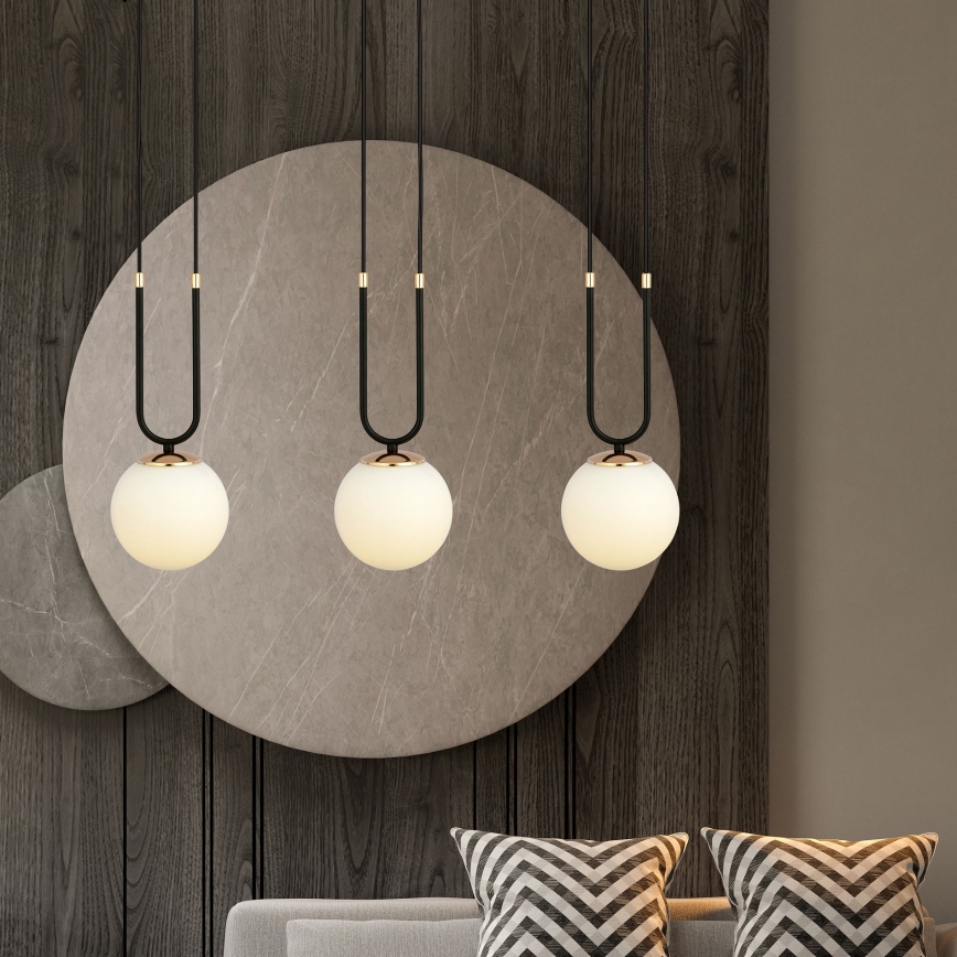 Luster na lanku GLAM 3xE14/10W/230V čierna