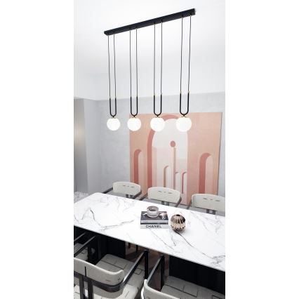 Luster na lanku GLAM 4xE14/10W/230V čierna