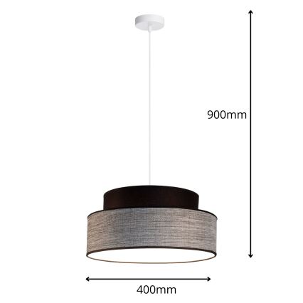 Luster na lanku GRACE 1xE27/60W/230V čierna/šedá