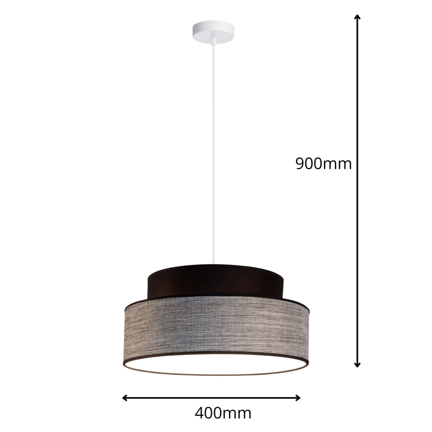 Luster na lanku GRACE 1xE27/60W/230V čierna/šedá