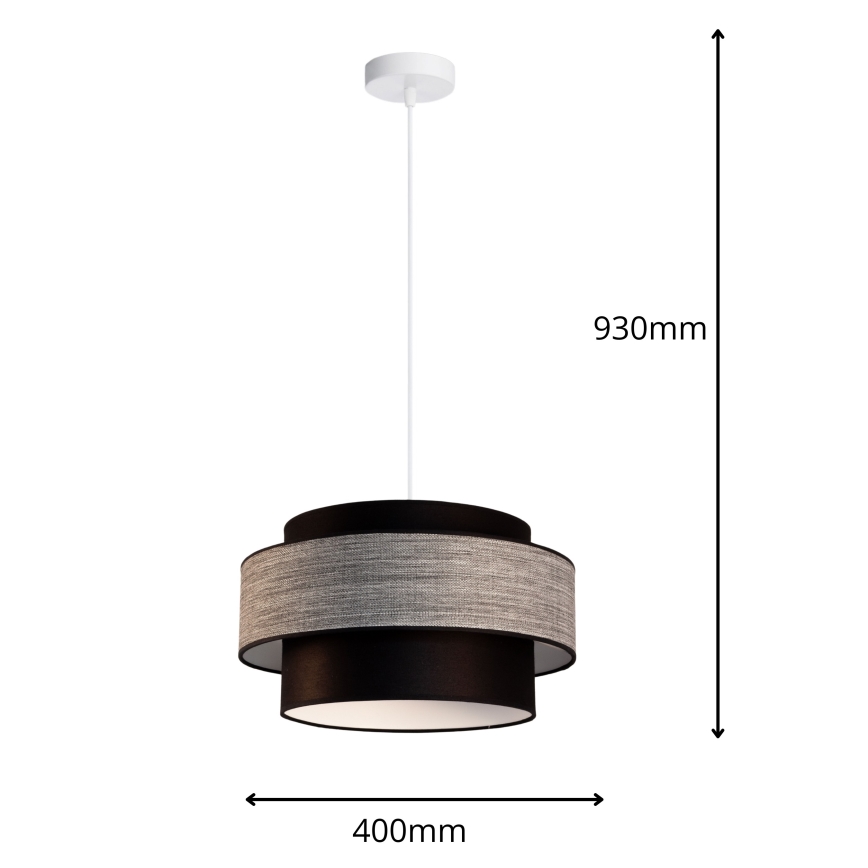 Luster na lanku GRACE 1xE27/60W/230V čierna/šedá